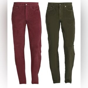 Men’s Corduroy Pants TWO Pair Burgundy and Olive Green
